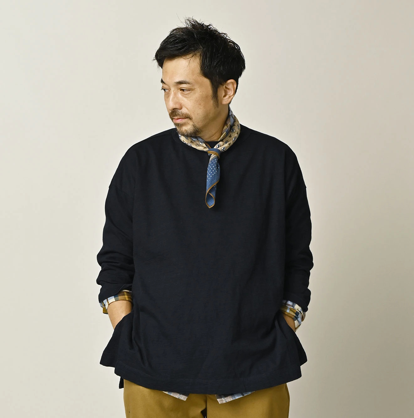 45R(フォーティファイブアール) |天竺の908ビッグスリット比古Tシャツ（インディゴ）