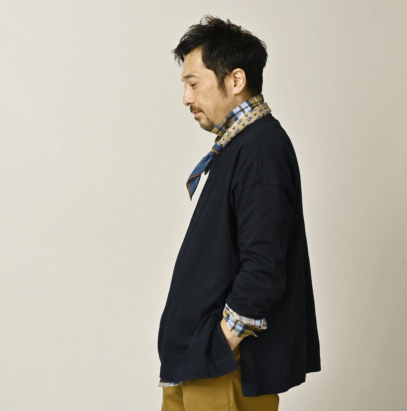 45R(フォーティファイブアール) |天竺の908ビッグスリット比古Tシャツ（インディゴ）
