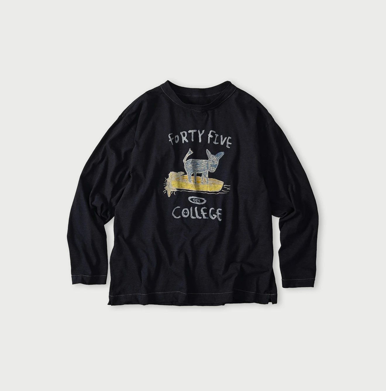 45R(フォーティファイブアール) |ドンキーカレッジプリントの908長袖Tシャツ（インディゴ）