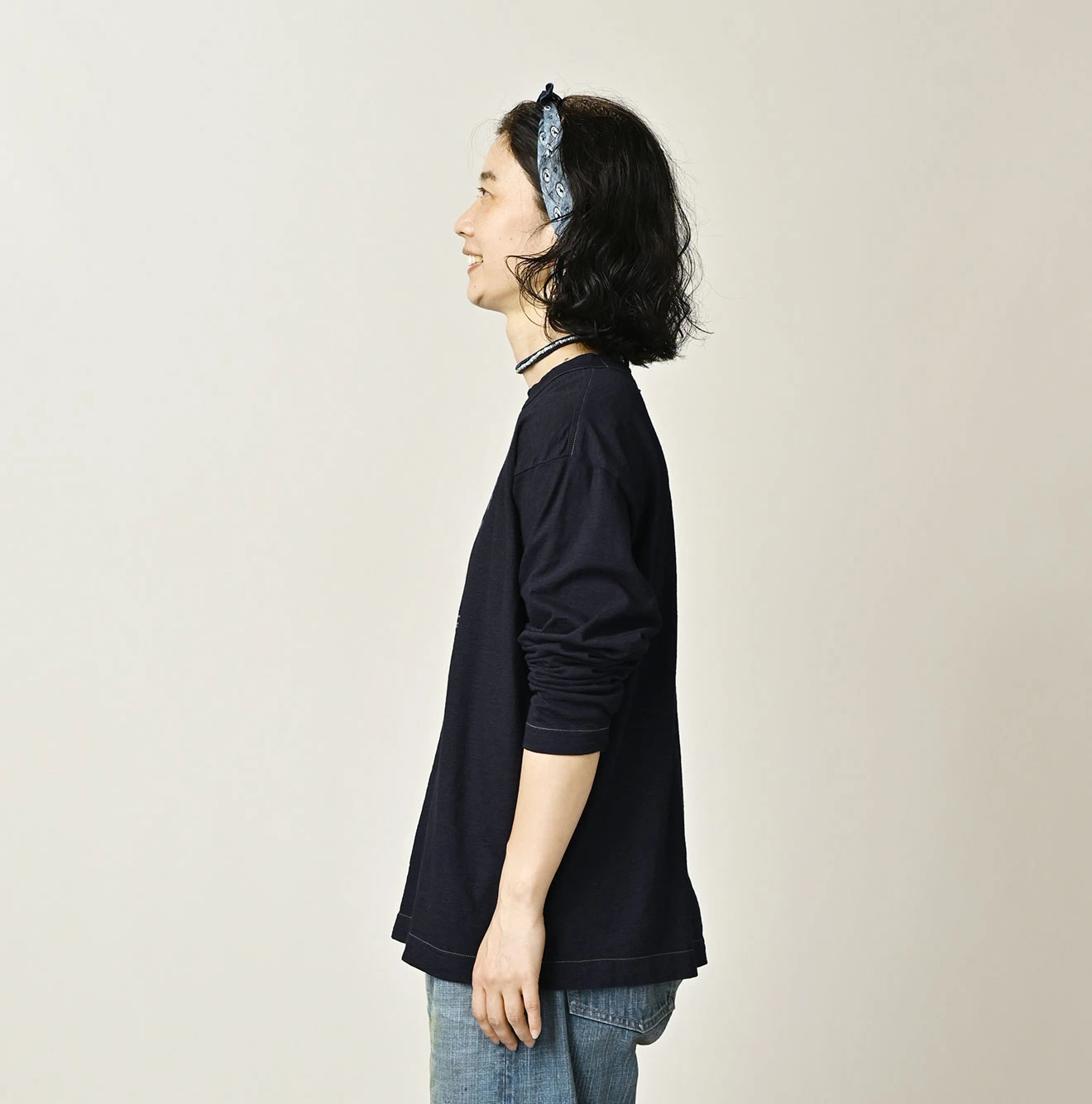 45R(フォーティファイブアール) |ドンキーカレッジプリントの908長袖Tシャツ（インディゴ）