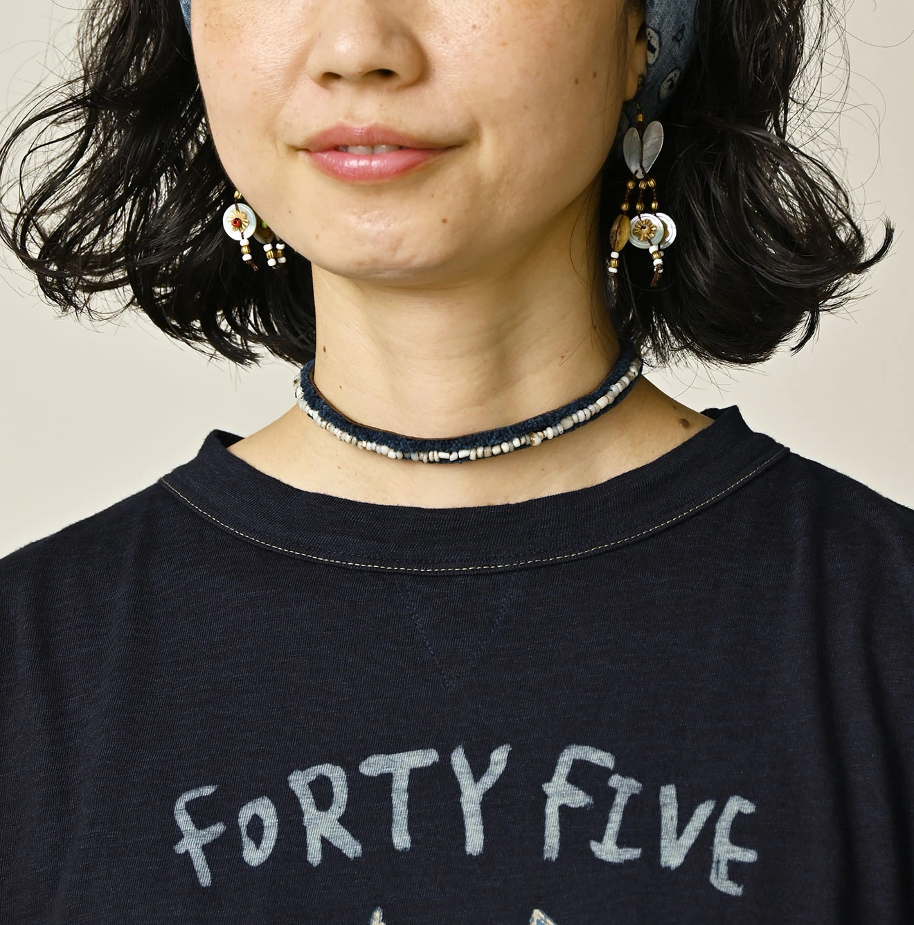 45R(フォーティファイブアール) |ドンキーカレッジプリントの908長袖Tシャツ（インディゴ）