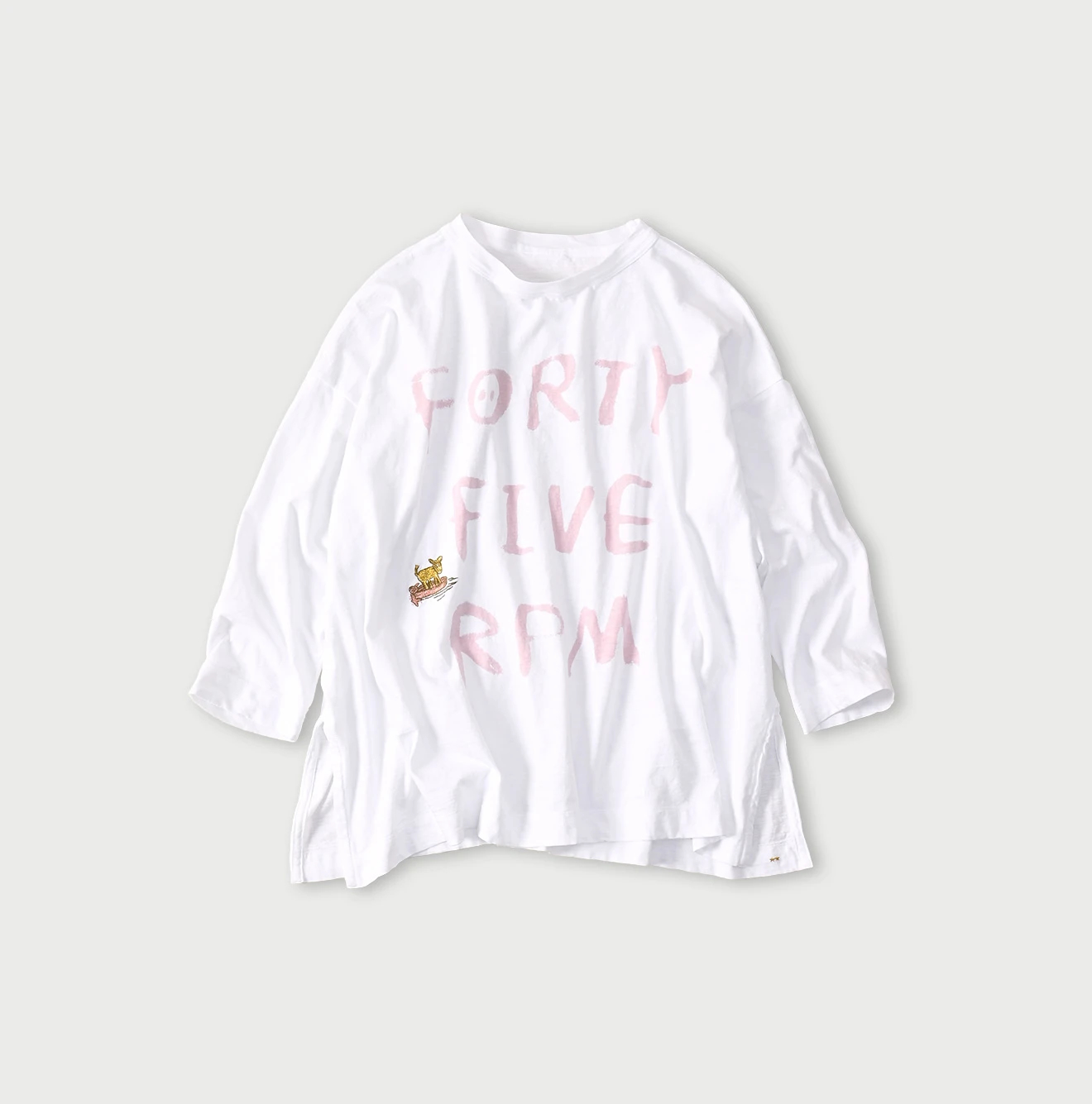 45R(フォーティファイブアール) |ビッグドンキーロゴプリント刺繍の908ビッグスリット比古Tシャツ