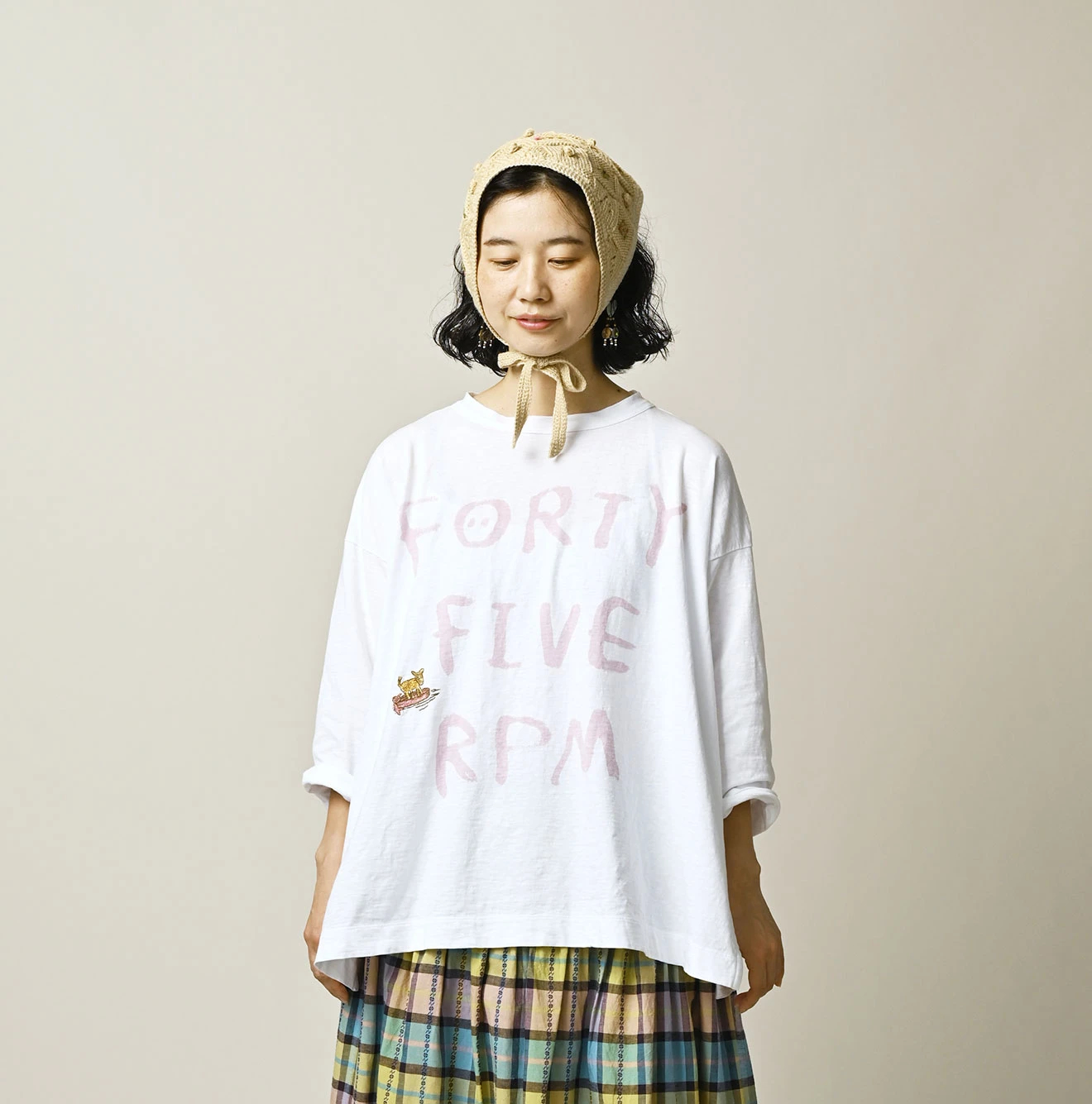 45R(フォーティファイブアール) |ビッグドンキーロゴプリント刺繍の908ビッグスリット比古Tシャツ
