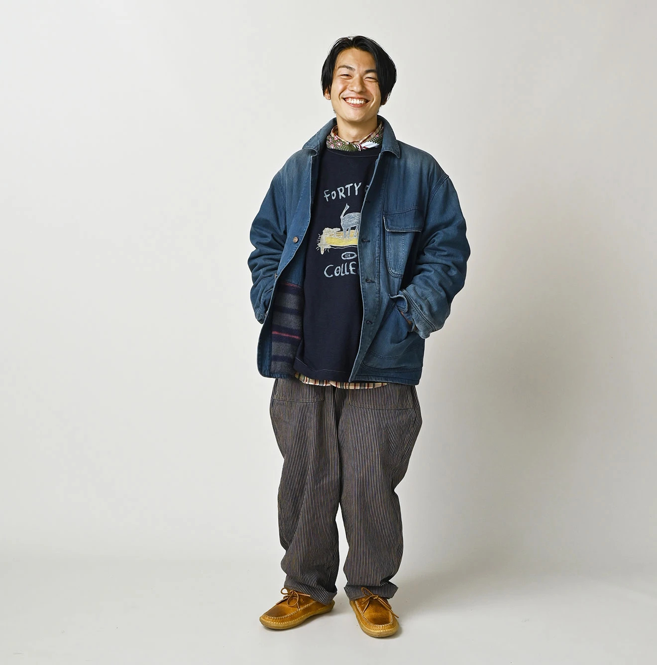 45R(フォーティファイブアール) |ライトモンブラウンデニムの908山カバーオール（加工）
