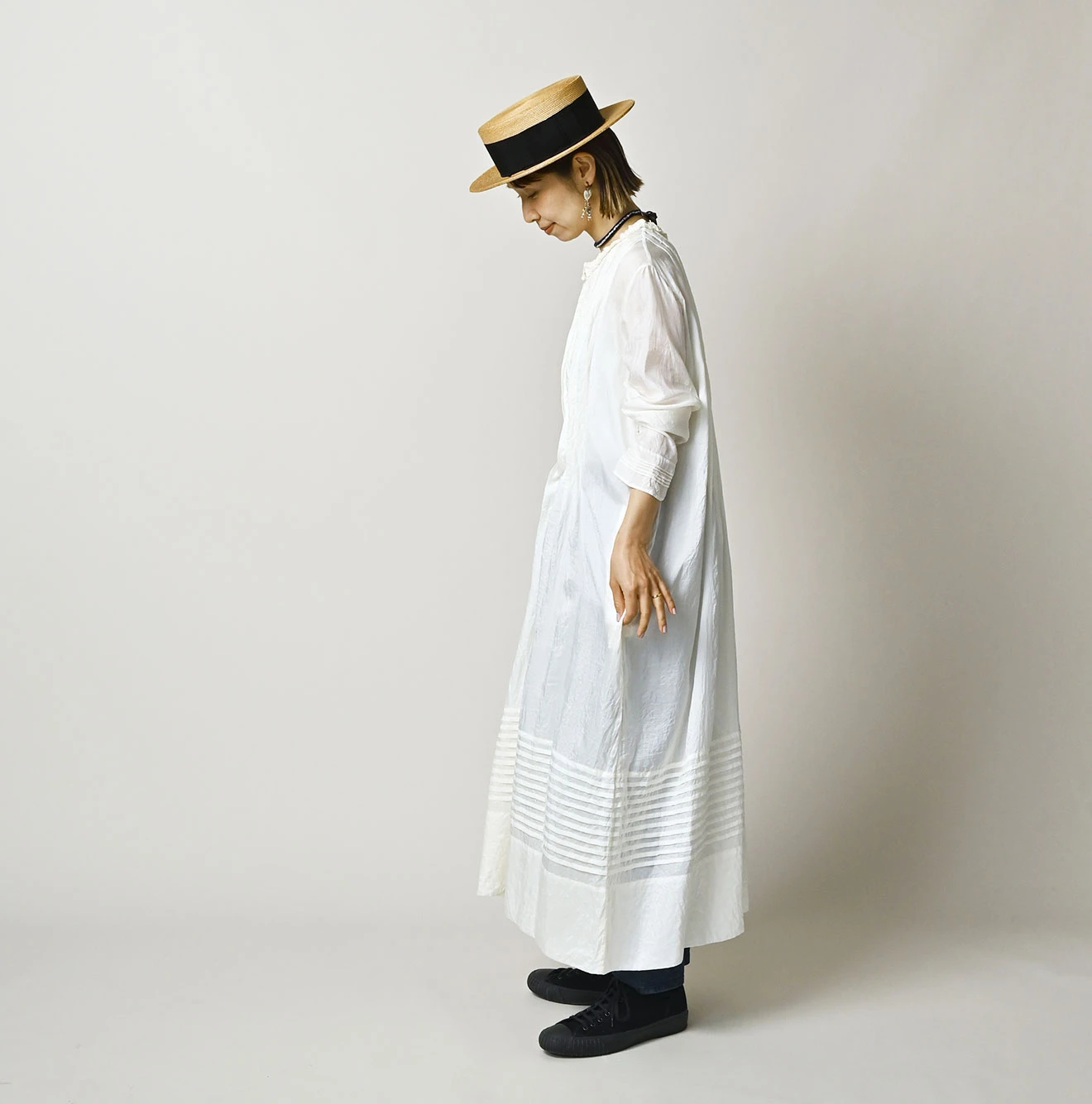 45R（フォーティファイブアール）| インドシルクのピンタックドレス