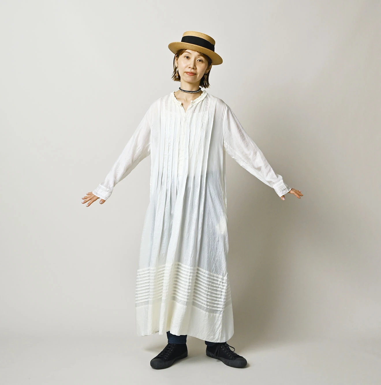 45R（フォーティファイブアール）| インドシルクのピンタックドレス