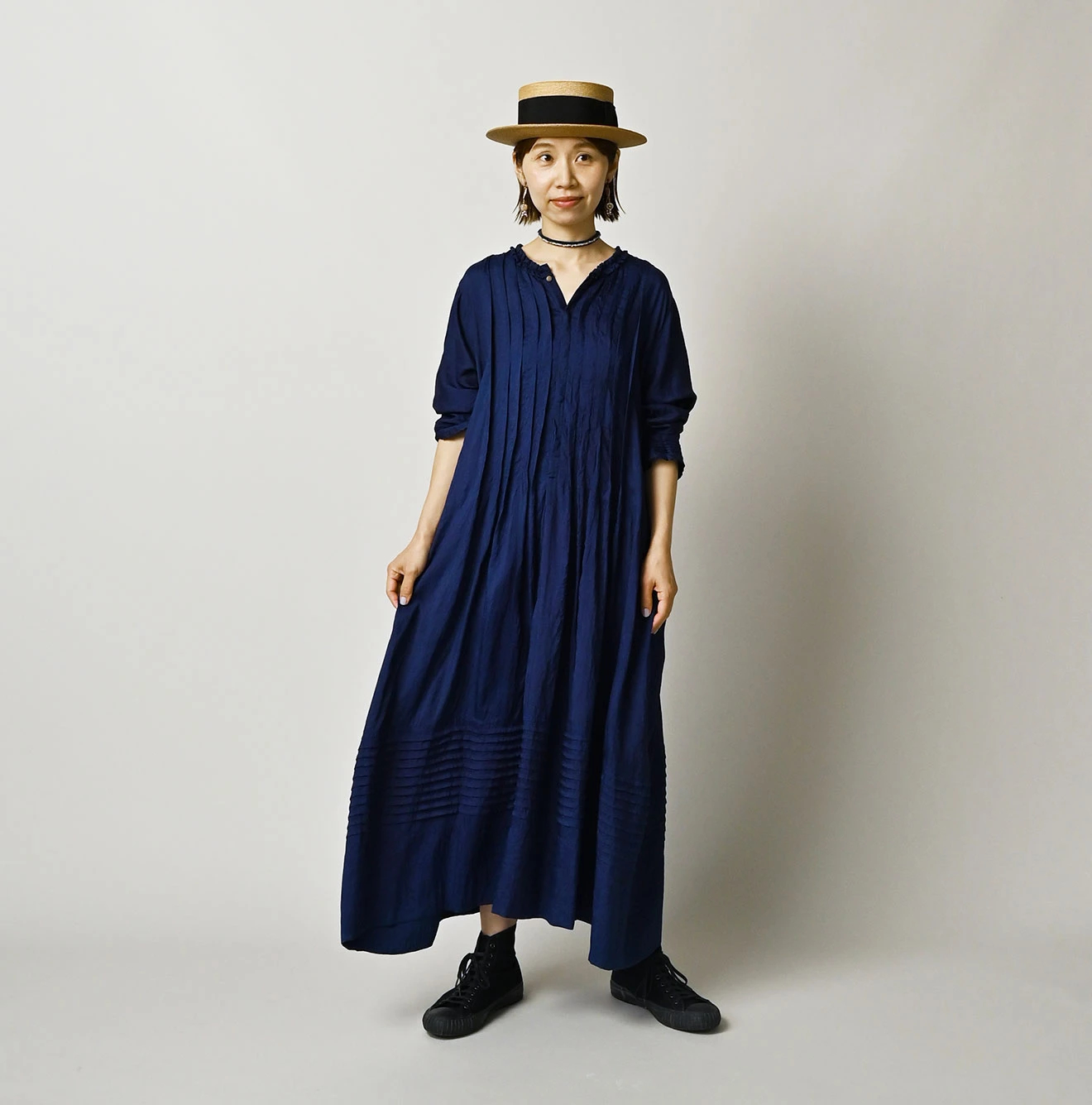 45R（フォーティファイブアール）| インドシルクのピンタックドレス