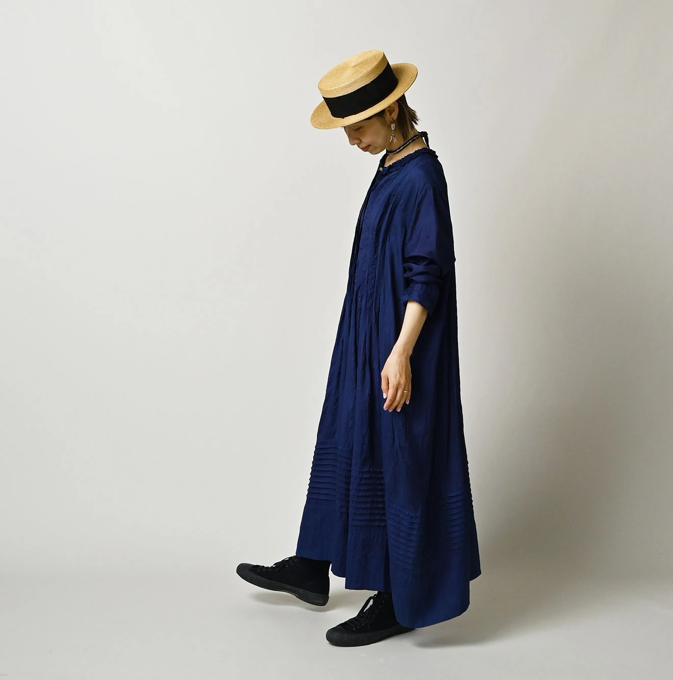 45R（フォーティファイブアール）| インドシルクのピンタックドレス