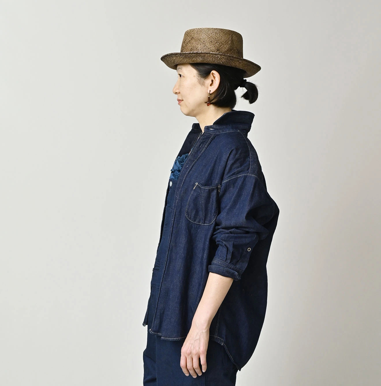 45R(フォーティファイブアール) |小麦デニムの908ワイドカラーシャツ（濃）