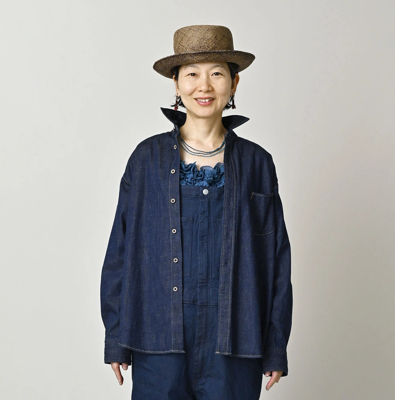45R(フォーティファイブアール) |小麦デニムの908ワイドカラーシャツ（濃）