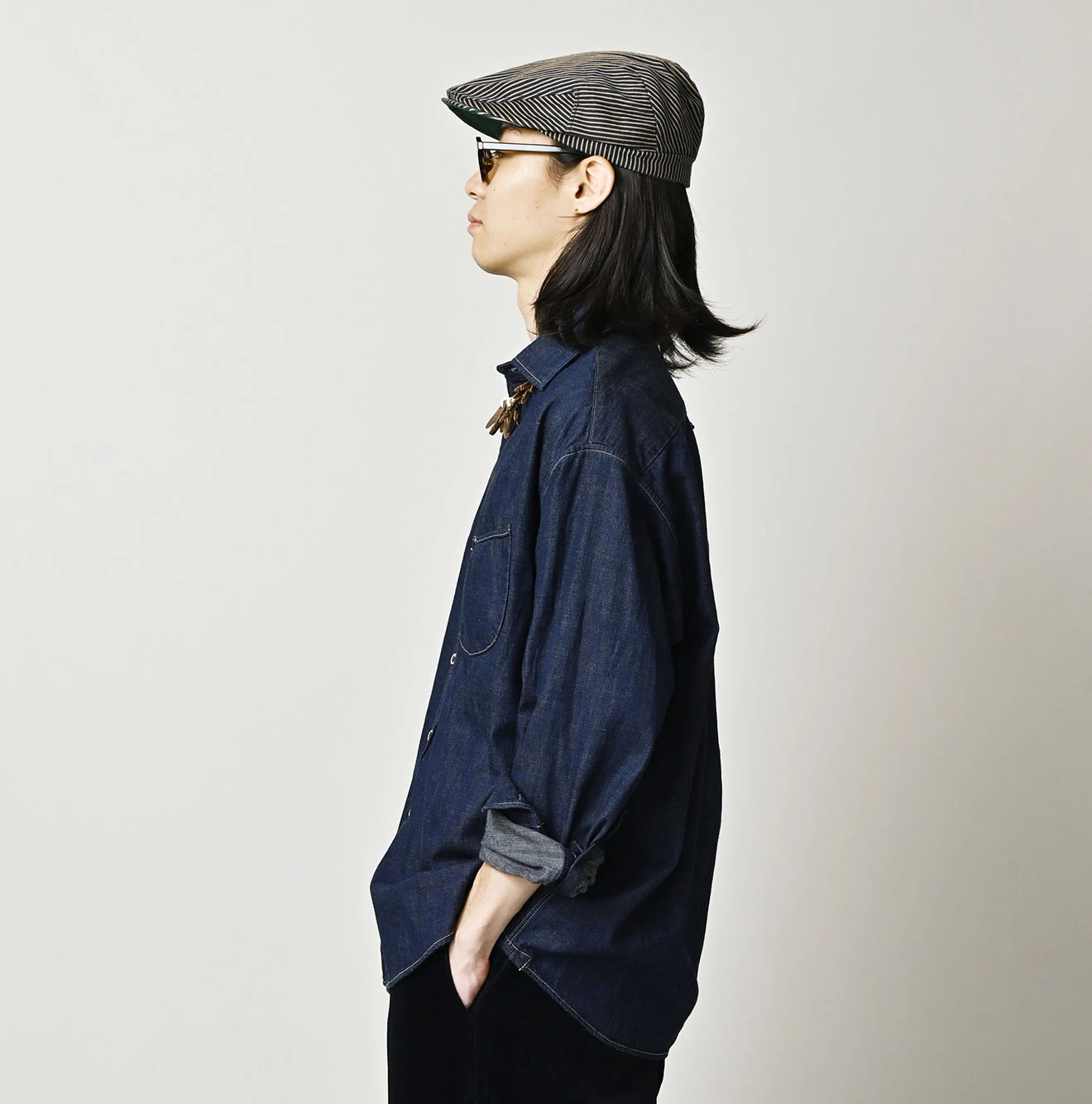 45R(フォーティファイブアール) |小麦デニムの908ワイドカラーシャツ（濃）
