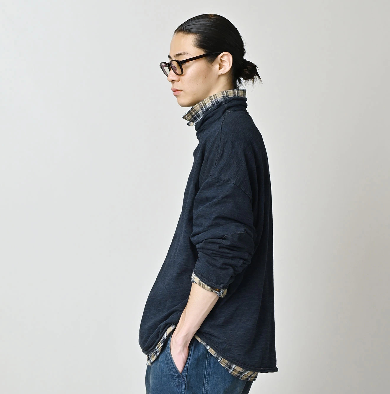 【美品】45R デコボコ天竺の908馬Tシャツ 長袖 プルオーバー インディゴ 美品】45R デコボコ天竺の908馬Tシャツ 長袖 プルオーバー インディゴ