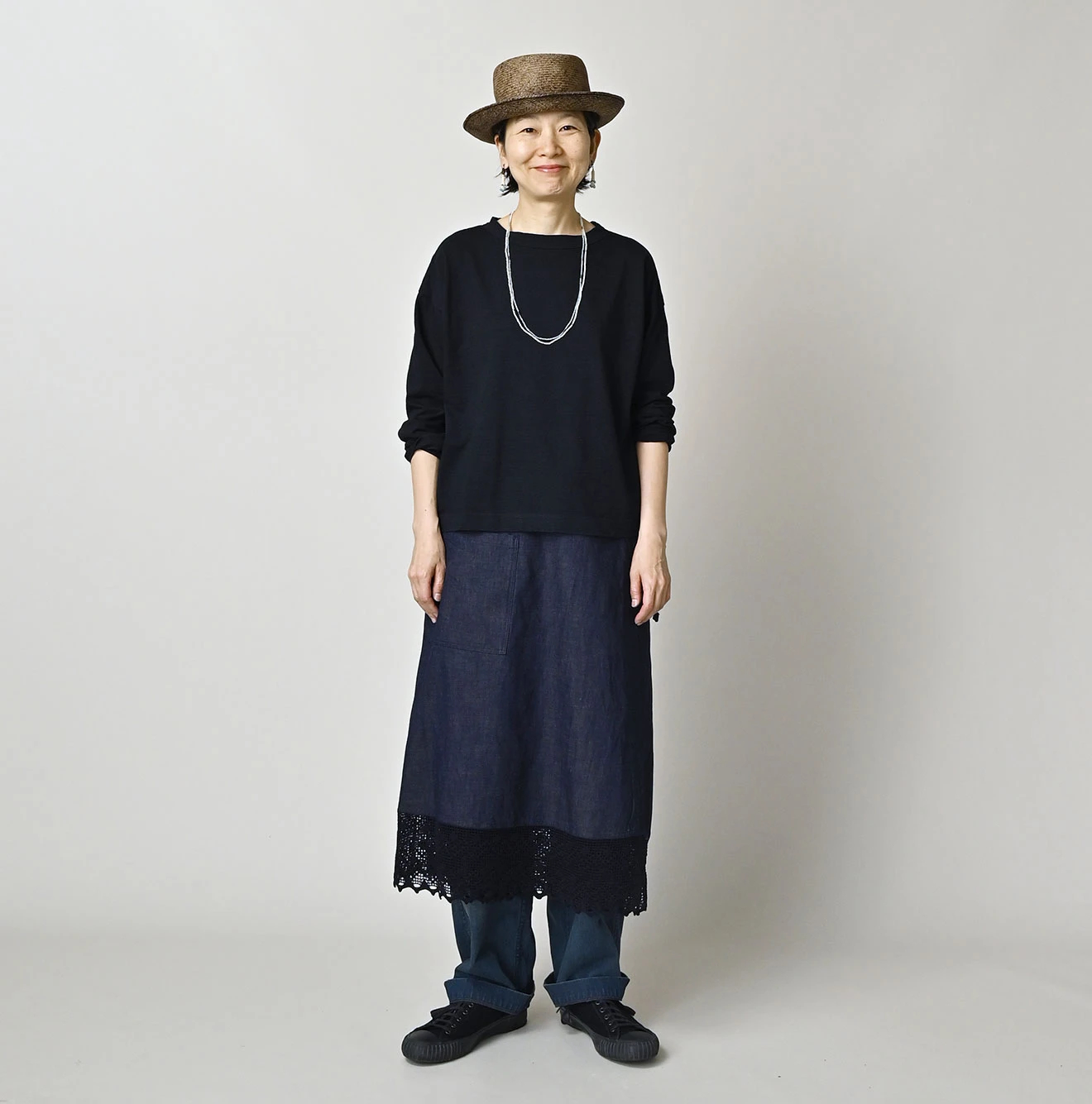 45R（フォーティファイブアール）| 天竺のM比女Tシャツ（インディゴ 濃