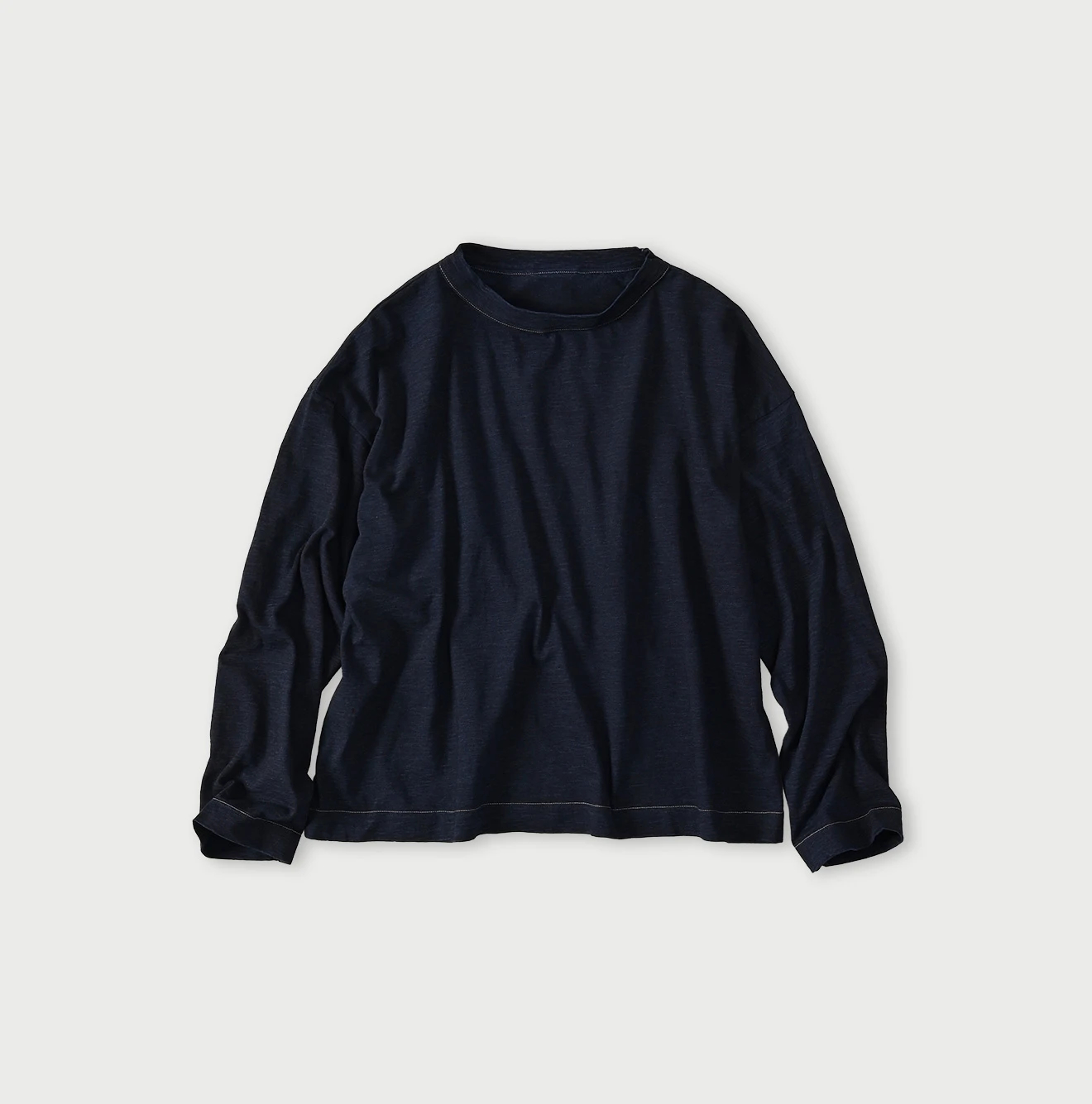 美品 45R 天竺の四角Tシャツ インディゴ 濃 45R（フォーティファイブアール）| 天竺のM比女Tシャツ（インディゴ 濃