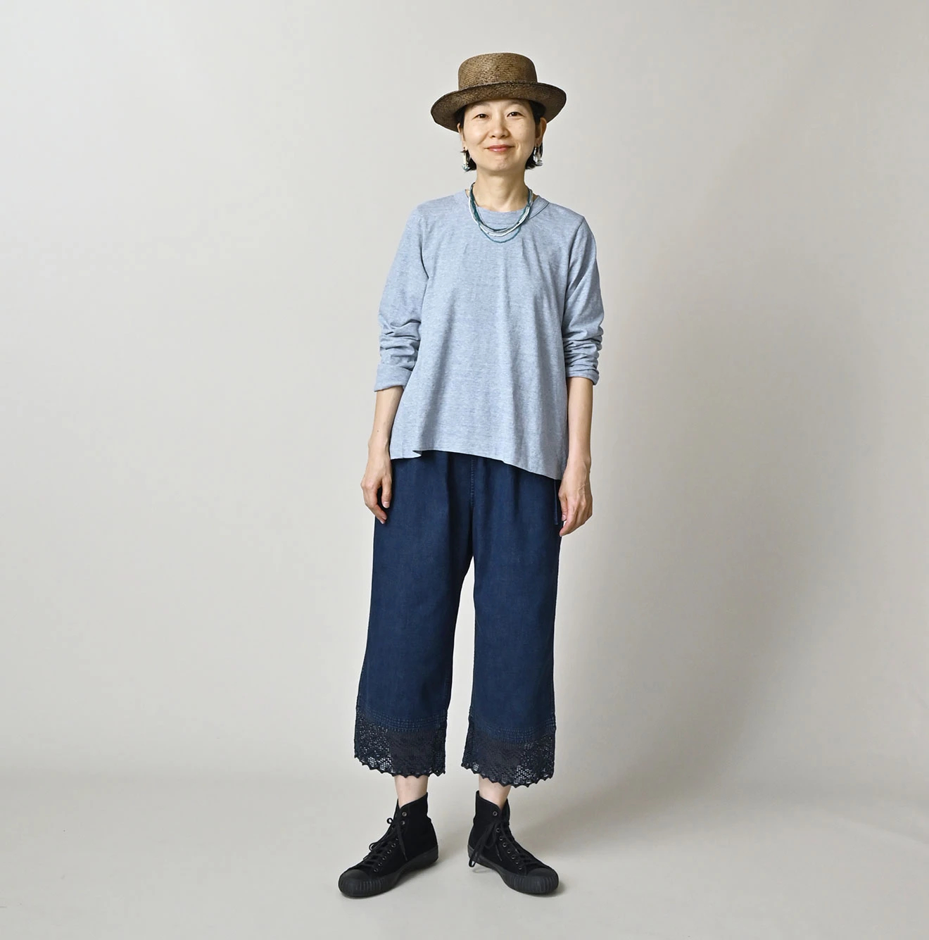 45R（フォーティファイブアール）| 天竺のフレア比女Tシャツ（トップ