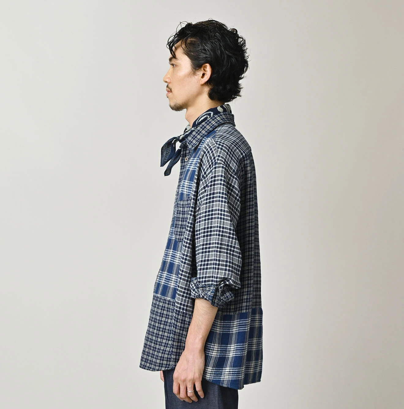 45R(フォーティファイブアール) |藍インドネルの908ミックスオーシャンボタンダウンシャツ