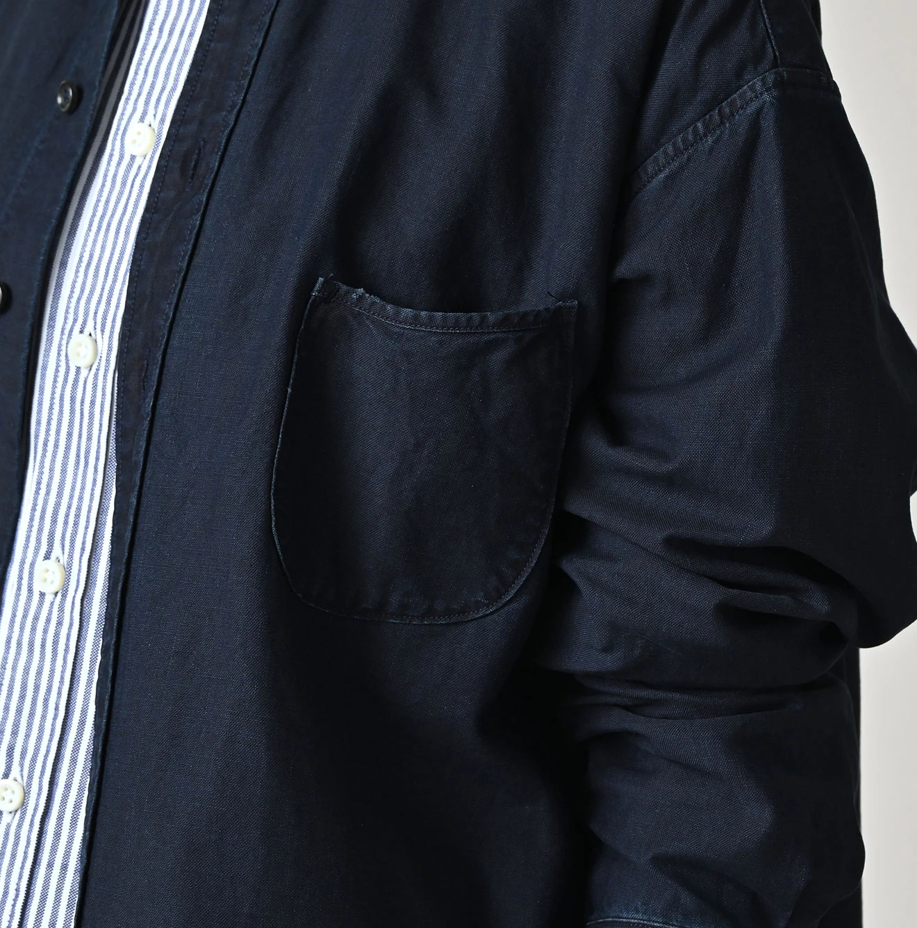45R(フォーティファイブアール) |スーピマオックスの908ワイドカラーシャツ（インディゴ）