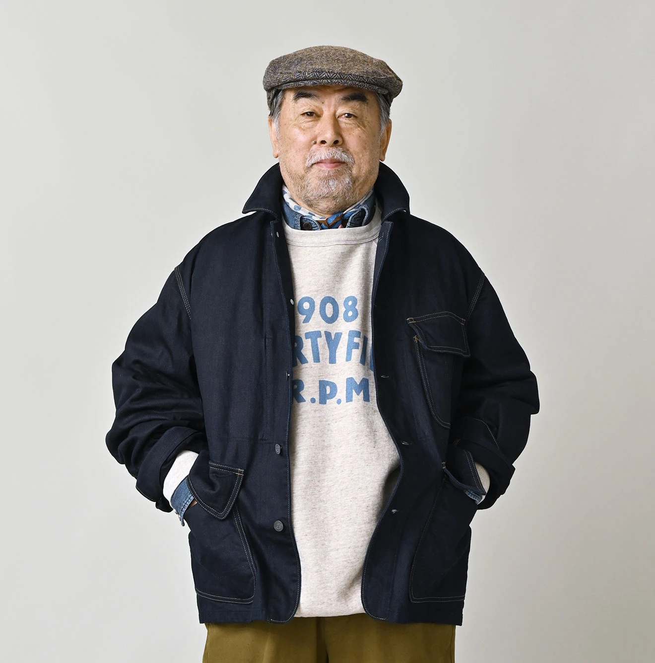 45R(フォーティファイブアール) |ライ麦デニムの908納戸納戸山カバーオール（濃）
