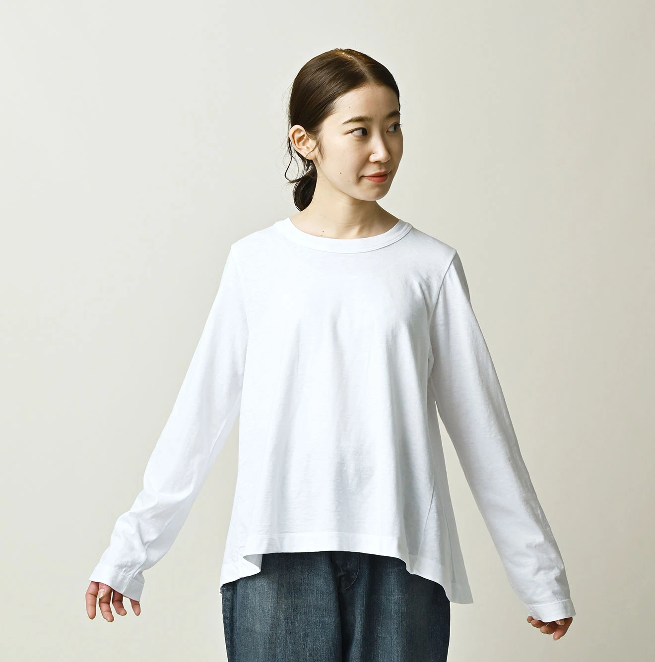 45R(フォーティファイブアール) |天竺のフレア比女Tシャツ（トップ）