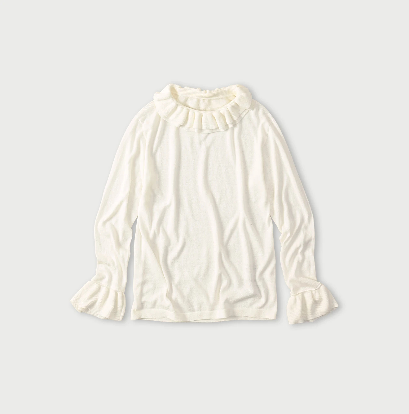 45R(フォーティファイブアール) |超ガーゼのフリルTシャツ