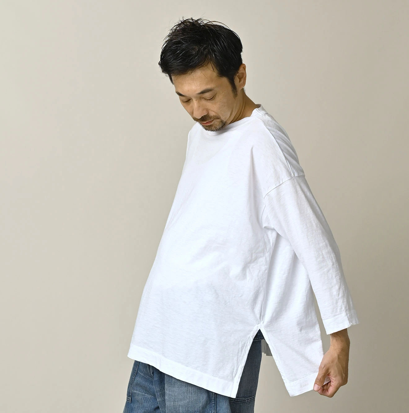 45R(フォーティファイブアール) |天竺の908ビッグスリット比古Tシャツ（インディゴ）