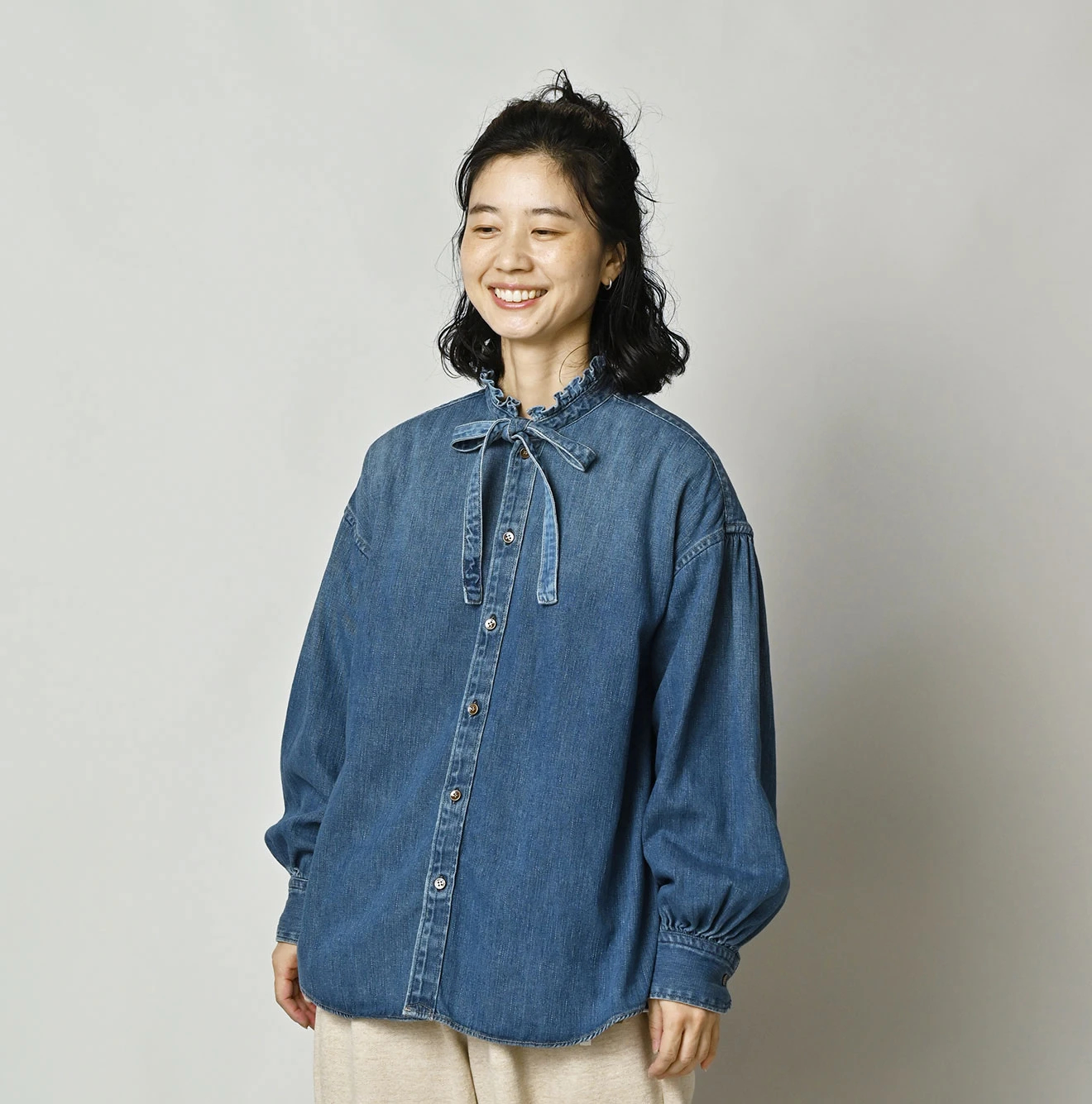 45R（フォーティファイブアール）| 45プチデニムのボウタイ長袖