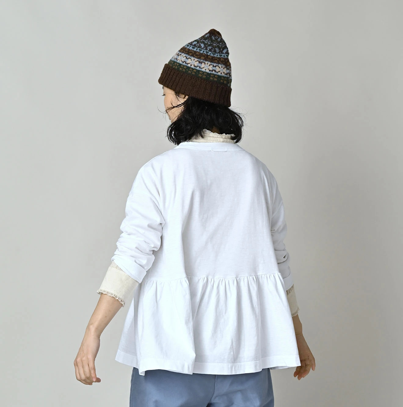 45R(フォーティファイブアール) |In the rawプリントのギャザーM比女Tシャツ