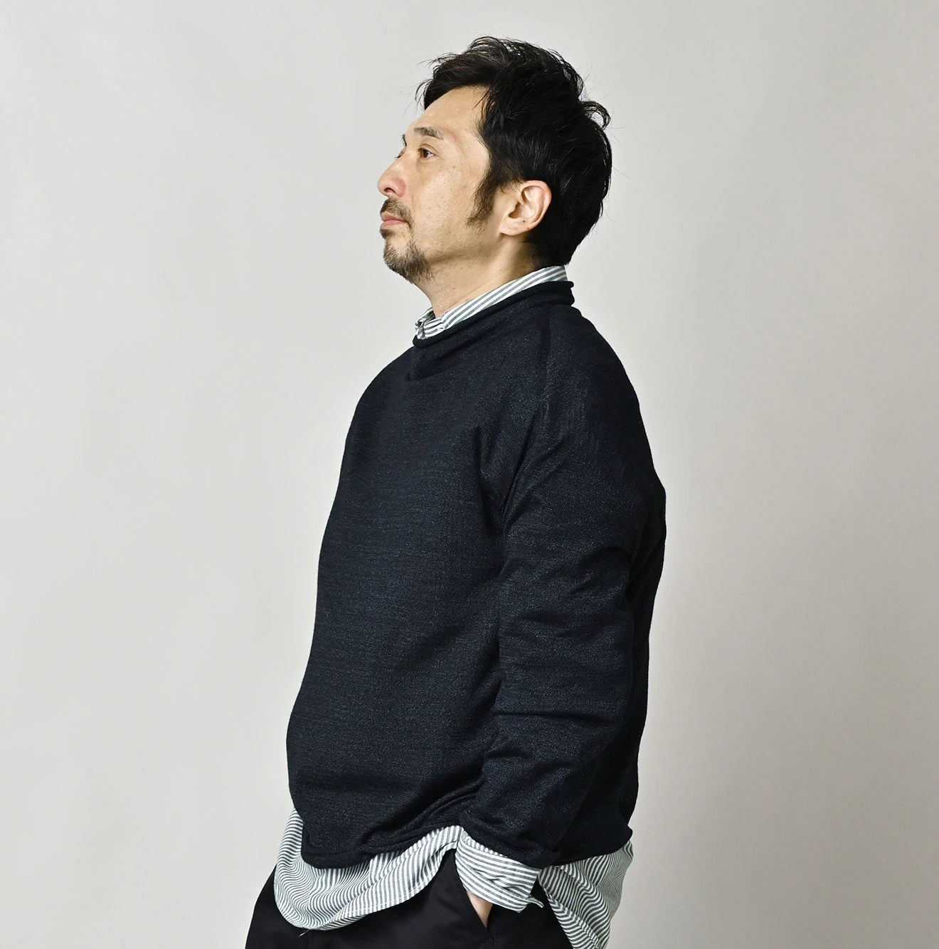 45R(フォーティファイブアール) |超ガーゼの908山比古セーター（インディゴ）